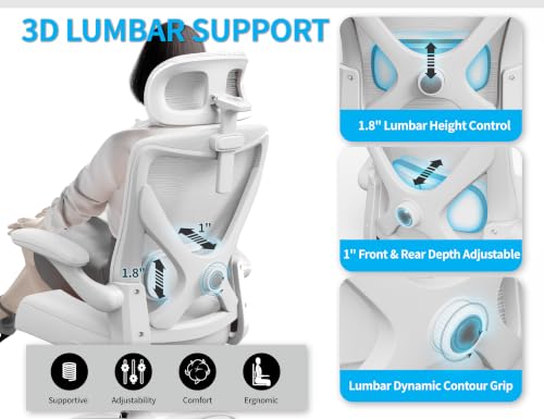 Image of Ergonomic Office Chair: Mesh Desk Chair Comfy with Headrest& Lumbar Support