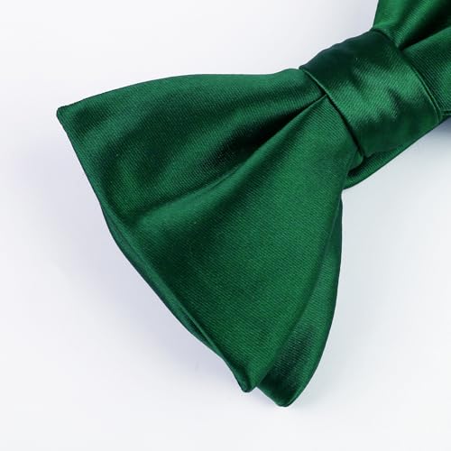 Image of Alizeal Mens 4pcs Formal Solid Bow Tie Set | Pre-tied Pocket Square Cufflinks Boutonniere for Wedding Everyday Use