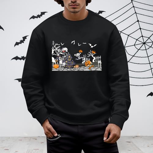 Mens Pullover Long Sleeve Shirts Halloween Men's Fall And Winter Hoodless Sweatshirt Sweater Sweatshirt3