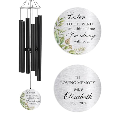 Image of ASTARIN Personalized 30 inch Memorial Wind Chimes for Outside, Bereavement Gift in Remembrance of a Loved One, Sympathy Gift for Loss of Mother Father Husband, Garden Patio Decor