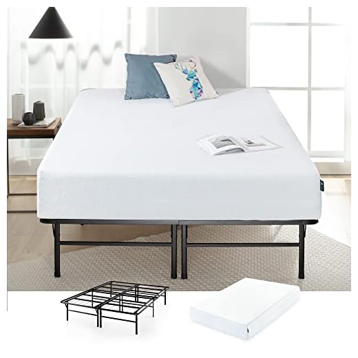 ZINUS 12 Inch Green Tea Cooling Gel Memory Foam Mattress and Heavy Duty SmartBase Metal Mattress Foundation Set / Bed and Mattress Set / No Box Spring Needed / Mattress in a Box, Queen