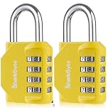 SharkByte Combination Padlock, 4-Dial Heavy Duty Combination Lock, Weatherproof Outdoor Lock Combination Padlock for Gym, School, Locker, Shed, Storage, Garage, Fence, Hasp, Toolbox (2 Pack) Yellow