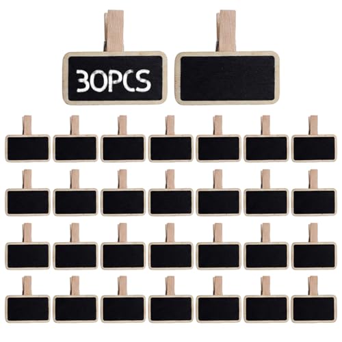 30 Pinces Ardoise Mini Marque Place Noel - Porte Nom Table Ardoise avec Craie Réutilisables