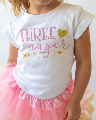 Image of Luke and Lulu Threenager Birthday Outfit - Third Birthday Outfit Girl with Tutu Skirt - Clothes for 3 Year Old - Size 3T /4T