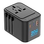 decqle Universal Travel Adapter, International Travel Plug Adapter with 2 USB-C ＆ 1 USB-A Ports, AC Adapter, All in One Portable Adaptor, for USA, UK, EU, AU ＆ 224+ Countries (Black) UK
