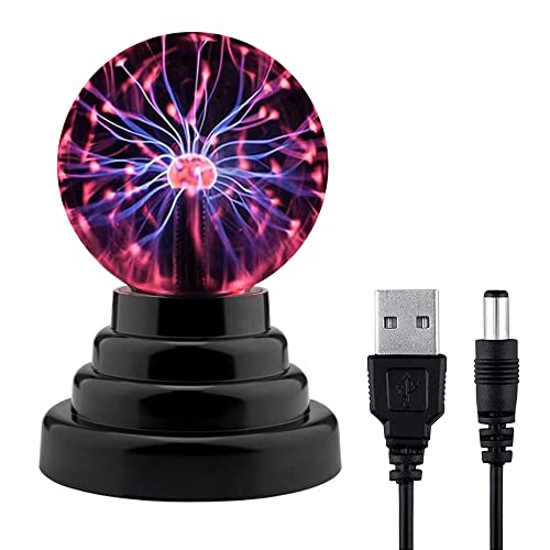 mcoplus Plasma Ball, 3 Inch Plasma Lamp, Touch Sensitive Plasma Globe - USB or Battery Powered Nebula Thunder Lightning, Novelty Toy for Kids, Parties, Prop, Home, Decoration, Gifts