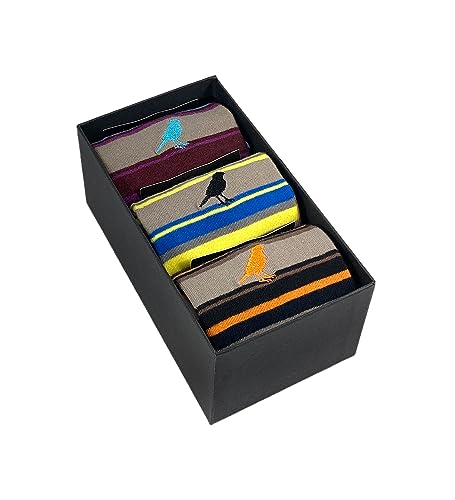 Men’s Cotton Crew Dress Socks – Ultra-Soft, Breathable, Formal Wear – Salmo Stripes