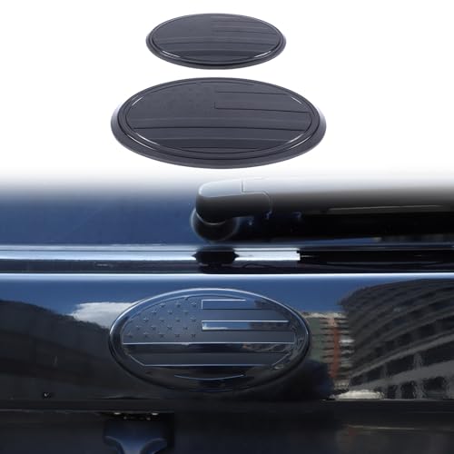 Image of Car Front Rear Emblems Trim Cover Compatible with Subaru Forester 2022-2024,ABS Car Front Rear Logo Trim Cover,Front Grille and Tailgate American Flag Decoration Emblems Accessories (2022-2024)
