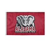 AGAS Alabama University Elephant Logo Crimson Tide Flags - 3x5 Ft Printed Polyester with Brass Grommets - Officially NCAA Licensed Big Al Bama Roll Tide College UA Flags