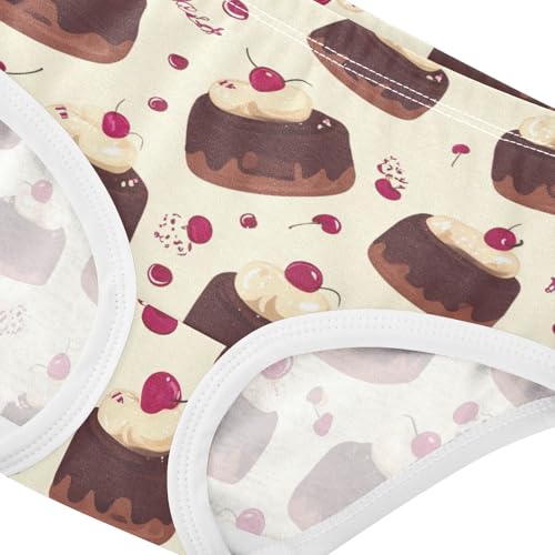 Wusikd Chocolate Cakes Cream Girls' Underwear Cotton Cherries Girls Briefs Soft Toddler Underwear 2T4