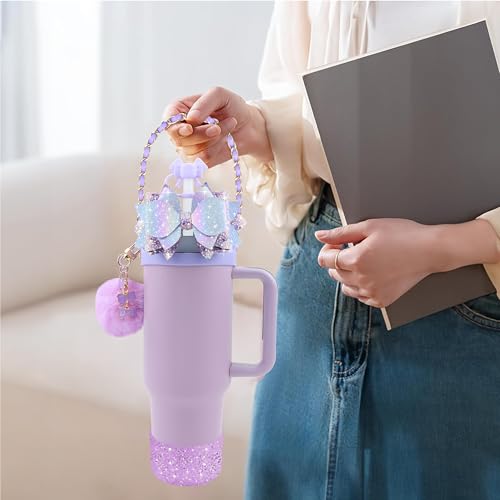 SEMATA Bling Bow Tumbler Accessories for Stanley Cup 30 40oz,Purple - image 4
