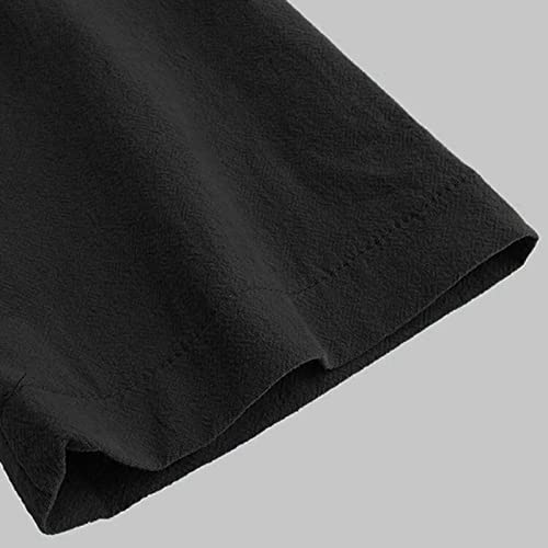 Muslim Cotton Kaftan for Men Long Sleeve Thobe Soft Solid V Neck Long Gown with Pockets Caftan Sleep Shirt3