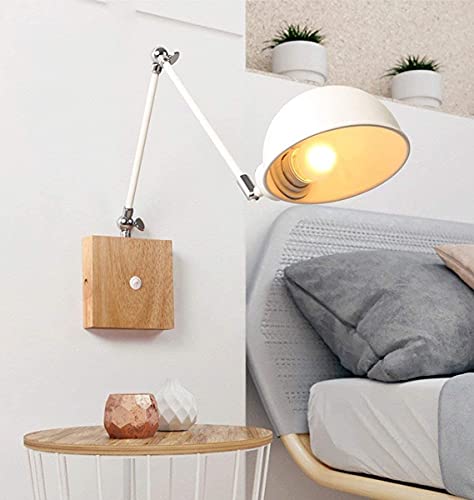Aplique de pared de madera maciza vintage estilo nórdico con interruptor para pasillo 5