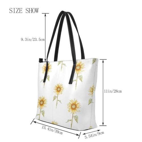 Sac fourre-tout imperméable chic en cuir PU imprimé tournesol