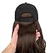 AynnQueen Baseball Cap with Detachable Hair Extensions for Women 21 inch Long Wavy Synthetic Hair with Adjustable Hat Wig Attached Black Baseball Cap (Medium Brown)