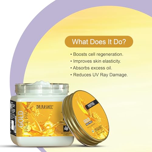 Image of DR.RASHEL Gold Face Pack for Glowing Skin, Oil Control, Acne, Pimples, Detan, Blemishes, Pigmentation & Brightening, Face Cleansing For Face & Body (380 Ml)
