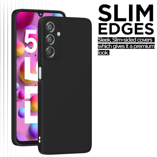 Image of Outlouders Back Cover for Samsung Galaxy F15 5G / M15 5G / M15 Prime 5G | Camera Protection | Durable Soft Matte Silicone Bumper Case (Black)