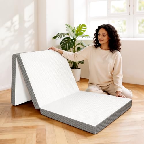 Aqzuxira Tri-Folding Mattress, 3 Inch Portable Folding Mattress...