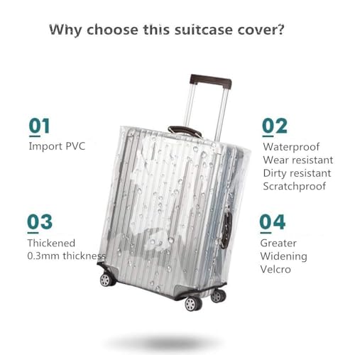 Image of Clear Suitcase Cover - Waterproof Dustproof and Anti-Scratch Luggage Cover - TSA approved Suitcase Protectors, Gray Trim-0.4mm, XL Suitcase Cover., Clear /Transparent