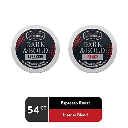 Image of Community Coffee Dark & Bold Variety 54 Count Coffee Pods, Extra Dark Roast Compatible with Keurig 2.0 K-Cup Brewers, 54 Count (Pack of 1)