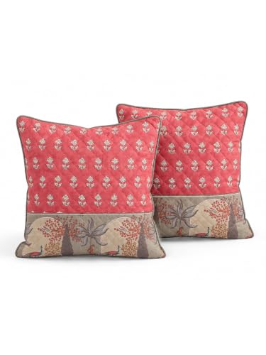 Image of MayurSurkh Premium 100% Cotton Printed Cushion Covers Set of 2 | 16 x 16 Inches Decorative Throw Pillow Covers | Handmade Jaipur Block Print | Hidden Zipper | Sofa Cushion Cover for Living Room