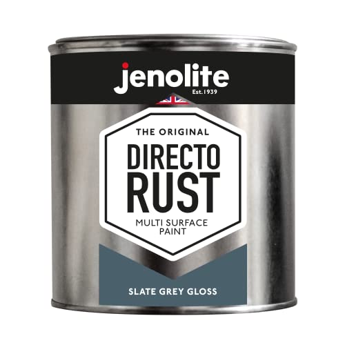 JENOLITE Directorust Slate Grey Gloss - Multi Surface Paint - For Use On Wood, Metal, Plastic, Ceramic & Rusted Surfaces - 1 Litre (RAL 7031)