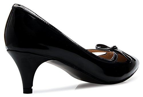 Olivia K Women¡¯s Classic Closed Toe D'Orsay Bow Kitten Heel Pump | Dress, Work, Party Mid Heeled Pumps3