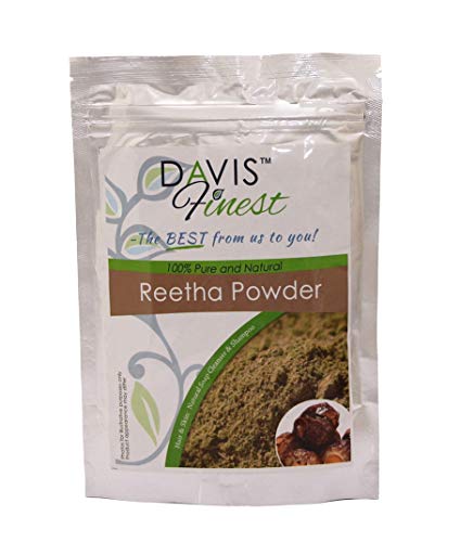 Davis Finest Reetha Aritha Soapberry Soapnut Powder for Hair, Dry Scalp & Skin, Deep Cleansing Shampoo Shine Conditioner, Pure Natural Vegan Soap Cleanser, No SLS 100g
