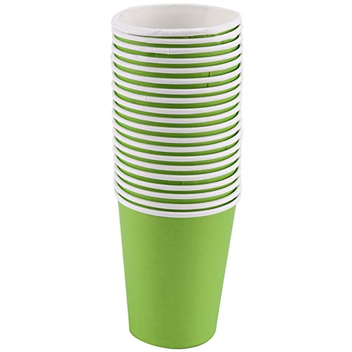 Qndanoan 20 Paper Cups (9oz) - Plain Solid Colours Birthday Catering(green)