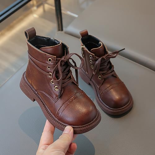 IWIHMIV Girl Ankle Boots Kids Warm Side Zipper Leather Short Booties Winter Non Slip Outdoor Riding Short Boots3