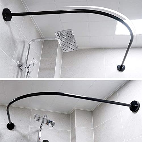 Tringle à rideau de douche extensible en forme de L sans perçage en acier inoxydable pour baignoire et cabine de douche, installation facile
