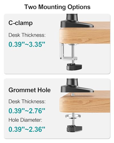 Image of MOUNT PRO Single Monitor Desk Mount for Max 40 Inch Screens, Adjustable Gas Spring Monitor Arm Holds up to 26.5lbs, Computer Monitor Stand with Clamp and Grommet Base, VESA Mount 75x75mm /100x100mm