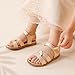 DREAM PAIRS Girls Sandals Open Toe Princess Flat Sandals Strappy Summer Shoes Toddler/Little Kid SDSD223K GOLD/PU Size 11