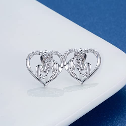 Hypoallergenic Lucky Horse Stud Earrings 925 Sterling Silver Lucky Horse in Heart earrings Embrace Horse earrings Equestrian Birthday Gift3