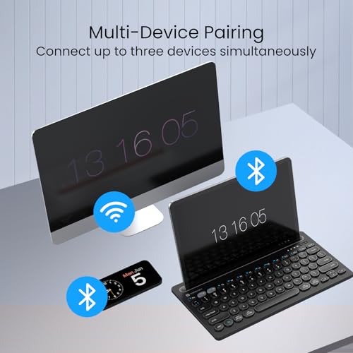 Image of Portronics Bubble Dock Wireless Keyboard with Tablet Holder, Multi-Device Pairing, Rechargeable Battery,Dual Connectivity(2.4 GHz RF & Bluetooth 5.3v)