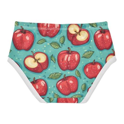 ZZKKO Cartoon Apples Leaves Girls Underwear Toddler Panties for Girls Comfort Brief Size 8Y2