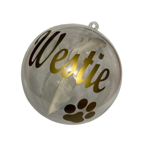 Pet Loss Personalised Memorial Bauble, Christmas Pet Memory Bauble with Feather (10cm) Decoration Created by CleverCHIC