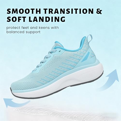 Women's Walking Shoes Slip On (Runs Large: Order Size Down) Comfortable Rebound Running Tennis Shoes Lightweight Breathable Non Slip Supportive Casual Athletic Fashion Sneakers, Light Blue, 6 US Women by Wondamo - Used condition - Image 4
