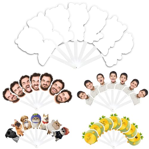 Regalos personalizables, divertido abanico de 7 pliegues, kit de montaje de fotos personalizado, carga de rostro, mascota, emoticonos, imágenes novedosas, abanicos plegables personalizados para