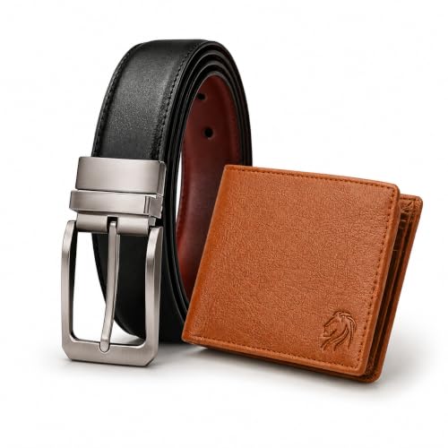 Image of VEMILIO Wallet & Reversible Belt Combo Gift Set for Men | Vegan Leather Material