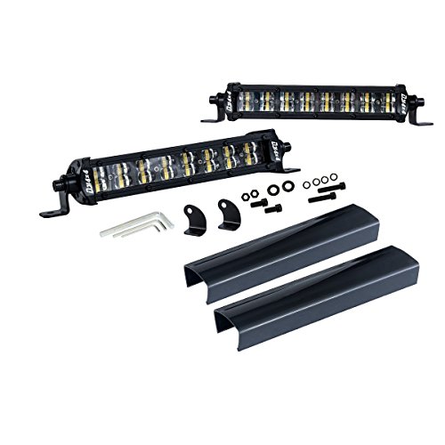 LED Light Bar, DJI 4X4 2Pcs 8 Inch 126W Off Road Driving Light Spot Flood Combo Dual Row Work Light Super Slim Fog Lamps IP68 Waterproof for Truck Jeep UTV ATV Motorcycle Boat Marine, 2 Years Warranty