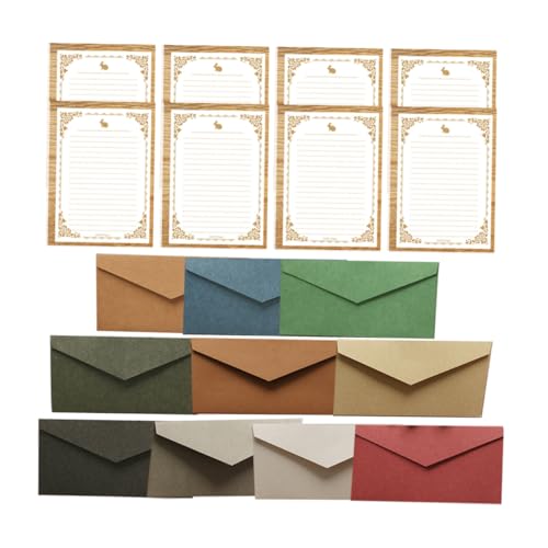 Mobestech 10セット 西式彩色信封招待状 入り メッ用横線便箋付き 多用途 小型カードホルダー おしゃれなグリーティング封筒 結婚式 誕生日 パ