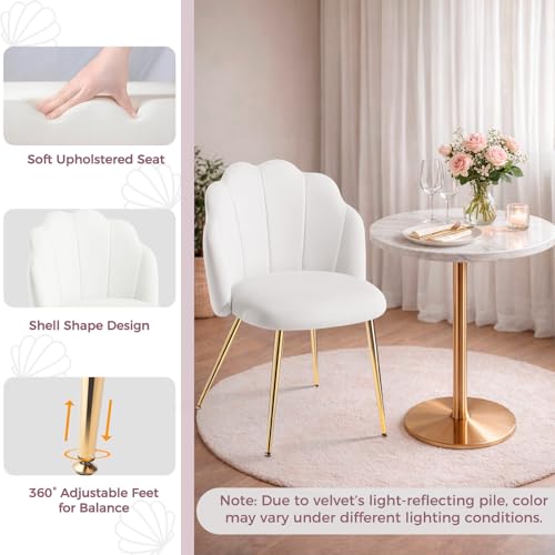 Vanity Chair with Back, Small Accent Chair for Living Room& Bedroom, with X-Frame Gold Legs, Modern Design& Easy Assemble, White image 7