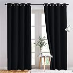 NICETOWN Blackout Rideaux 2 Panneaux - Rideaux noirs 84 Inch Long, Rideaux isolés Chambre obscurcissant Rideaux Grommet pour Chambre à coucher Salon Windows (52 par 84 Inches, noir, ensemble de 2)