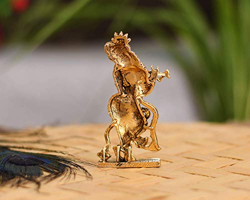 Image of Amazon Brand - Umi Gold Plated Flute Playing Krishna Idol Showpiece - Metal Krishna Statue for Car Dashboard - Hindu God Religious Idol Krishan Figurine for Janmashtami Home Temple Decoration & Gifts.