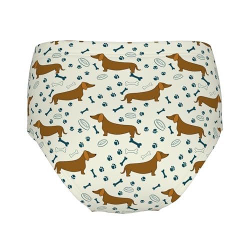 Dachshunds And Paw Prints Girls' Underwear Soft Cotton Little Girls Panties Comfort Briefs2