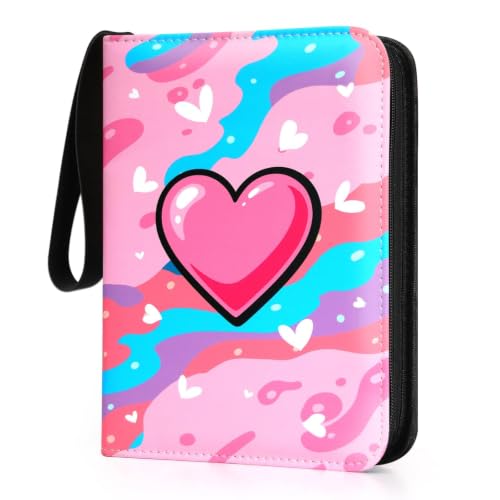 TCGPOCKETS Card Binder 440 Pockets 4-Pocket Trading Card Binder with 55 Sleeves Zipper Card Holder Album for TCG MTG Baseball Football and Sports Cards Pink