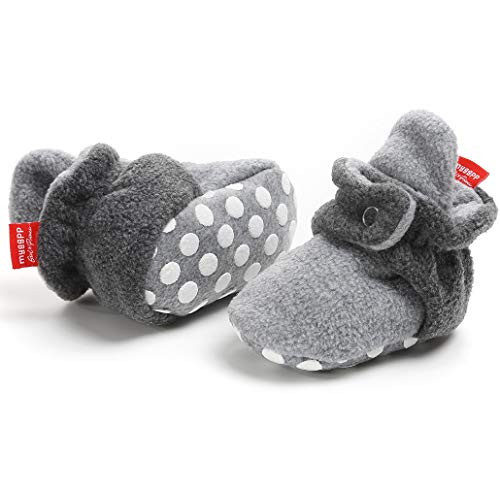 Bebila Warm Fleece Booties for Baby Girls Boys Non-Slip Soft Soled Winter Snow Boots Shoes Cozy Baby Slippers (12-18 Months/6 M US Toddler/13 cm, Model-4)