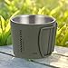 SiaBiced Camping Mug Coffee Cup Backpacking Stainless Steel Portable Insulated Lightweight with Foldable Handle Hiking Coffee Mug, Green