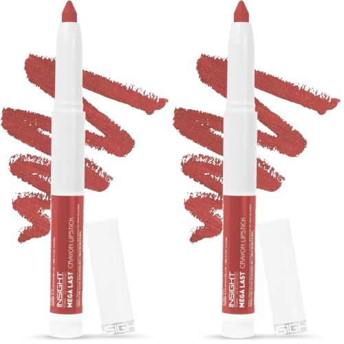 Image of INSIGHT Mega Last Crayon Lipstick | Matte Finish | Non-Transferable formula | Intense Color Pay off | 2in1 Formula |Water-Resistant | Built Sharpener-Shade 21 (Pack of 2)